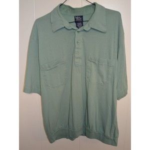 VTG John Blair Mens Banded Waist Polo Shirt Retro Green, 4 buttons Sz XL